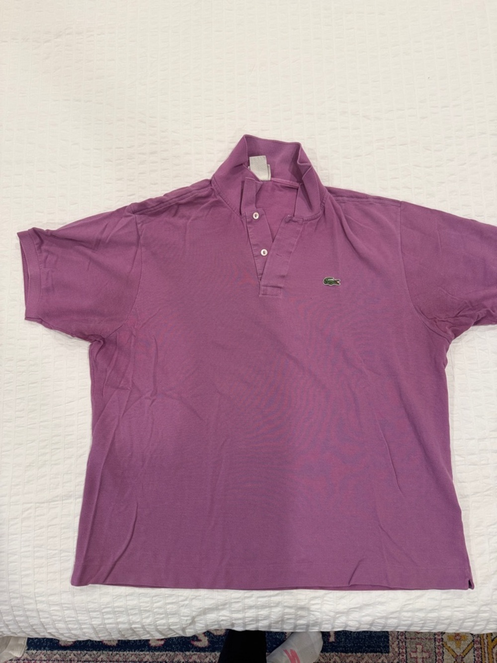 Lacoste Men's Lavender Polo Shirt with Green Crocodile Logo